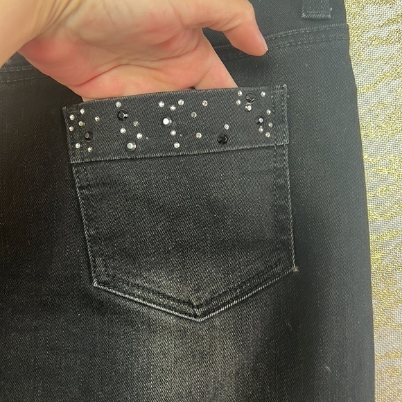 Marks&Spenser Black/Gray Bling Rhinestones Studs Jean Mini Skirt Size UK 10 - Picture 10 of 14